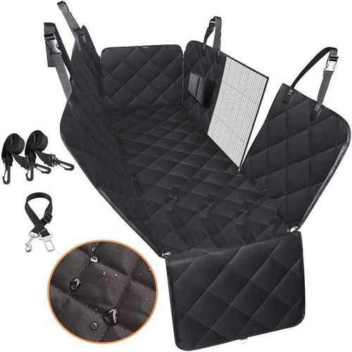 Dog Car Seat Cover Hammock with Mesh Window and Seat Belt