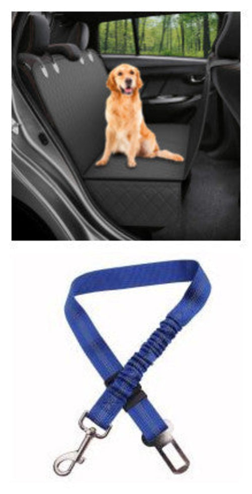 Dog Car Seat Cover Hammock with Mesh Window and Seat Belt