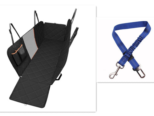Dog Car Seat Cover Hammock with Mesh Window and Seat Belt
